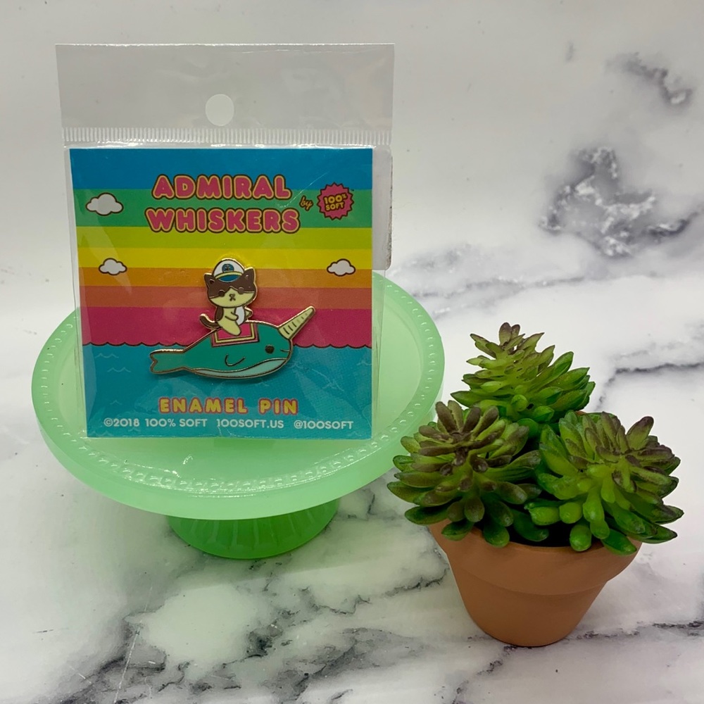 NWT Admiral Whiskers Narwhal Ride Enamel Pin